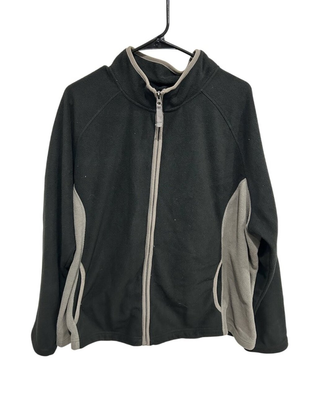 Merona Full Zip Fleece Jacket Black Gray Sz 2 Long Sleeve Colorblock Outerwear